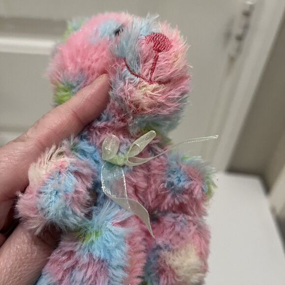 Tom's Toy International Bunny Rabbit Plush Tie Dye Pink Blue Green 7" Stuff Toy - Picture 8 of 9